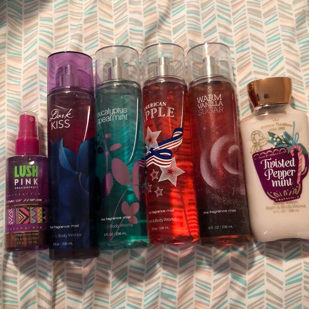 Assorted Bath and body works sprays and lotion